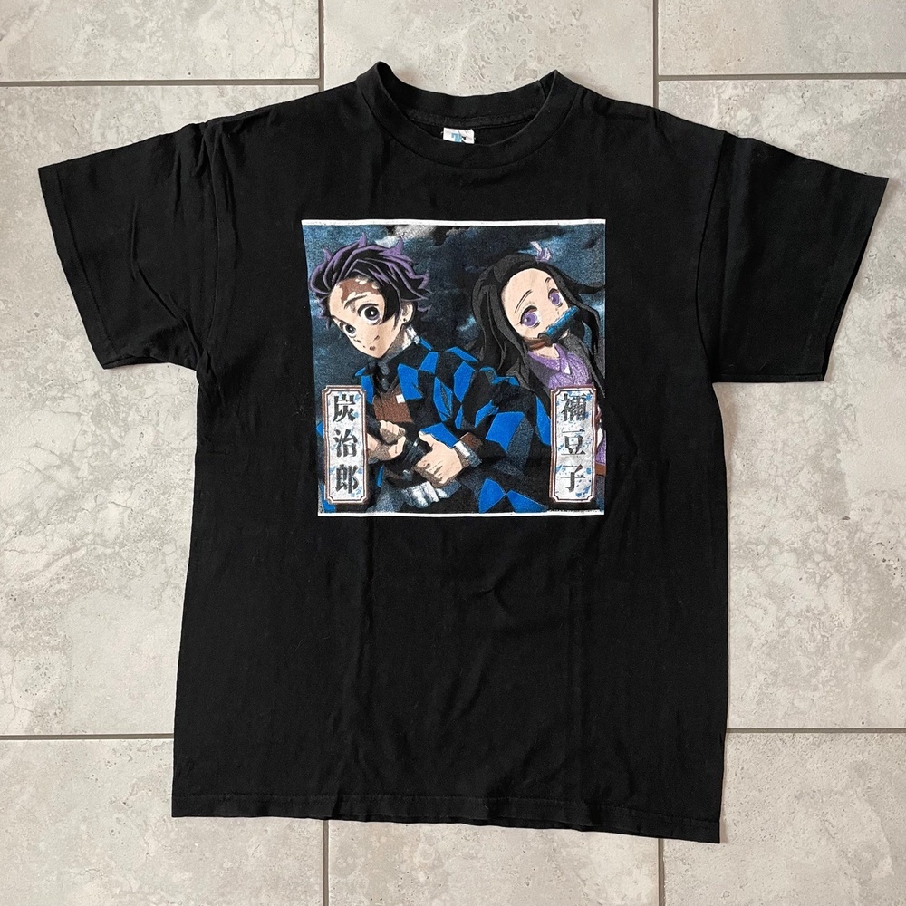 Demon Slayer Tanjiro And Nezuko Size M Black T-shirt Anime